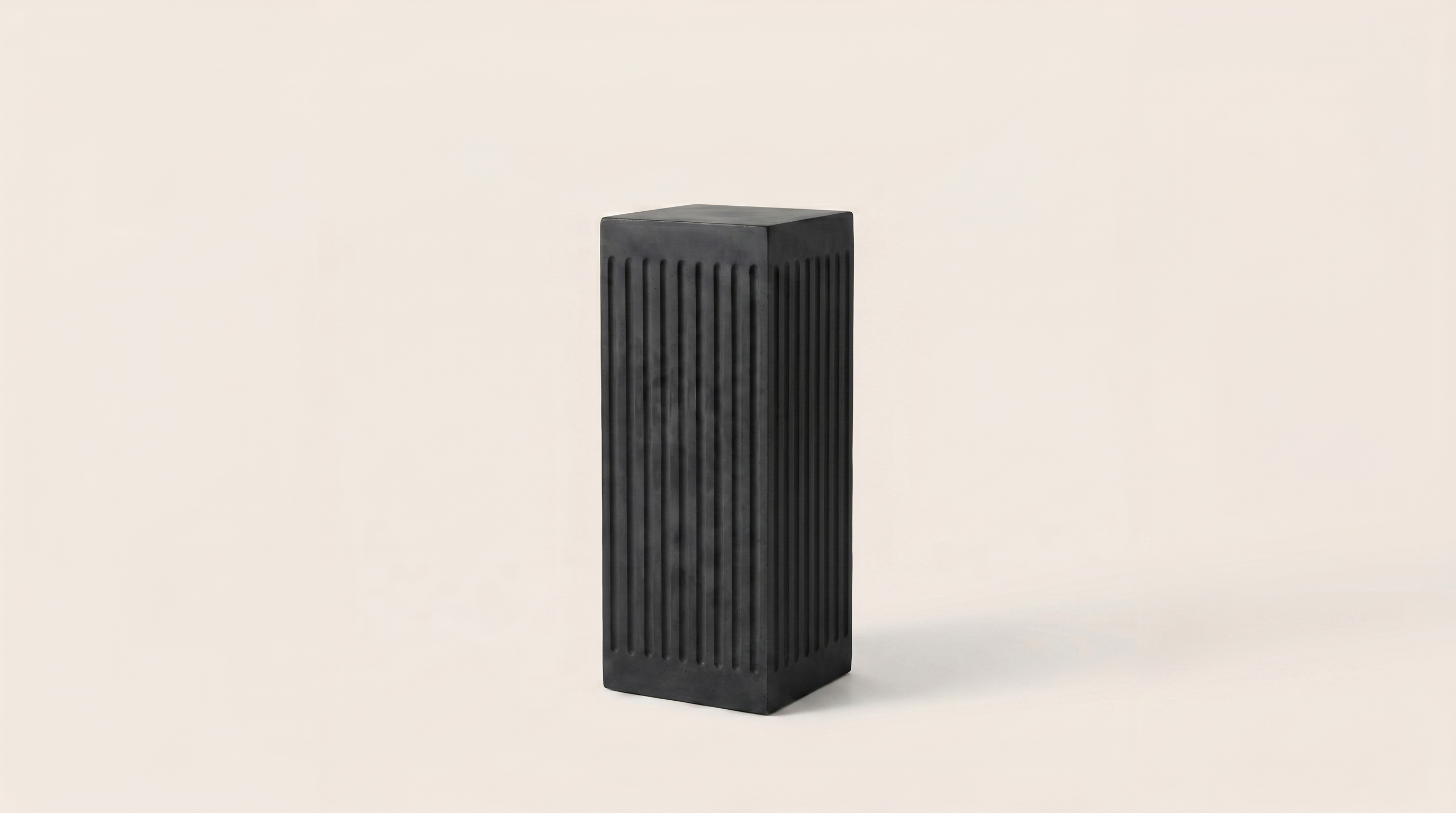 Coronado Fluted Concrete Side Table - Black Cement