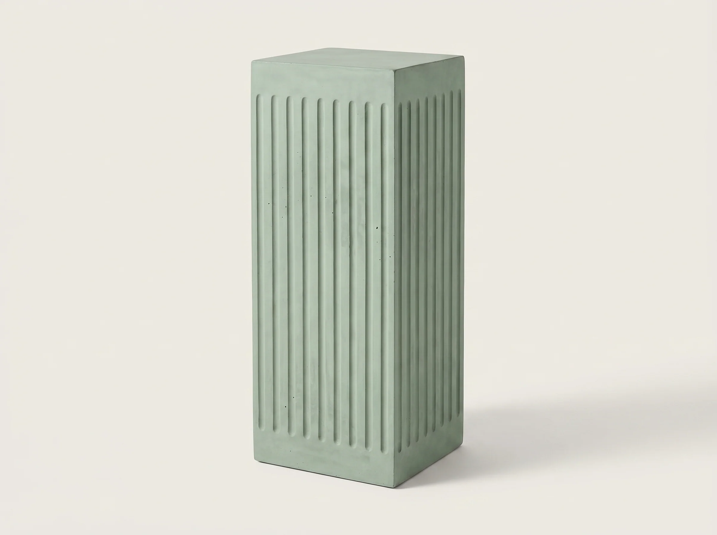 Coronado Fluted Concrete Side Table in Sage Cement, Styled