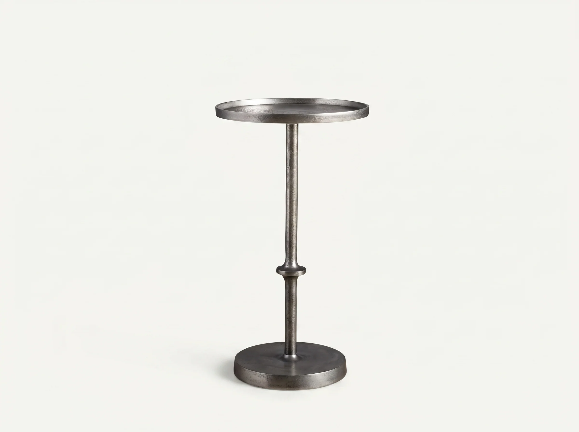 Encinitas Pedestal Side Table in Antiqued Silver
