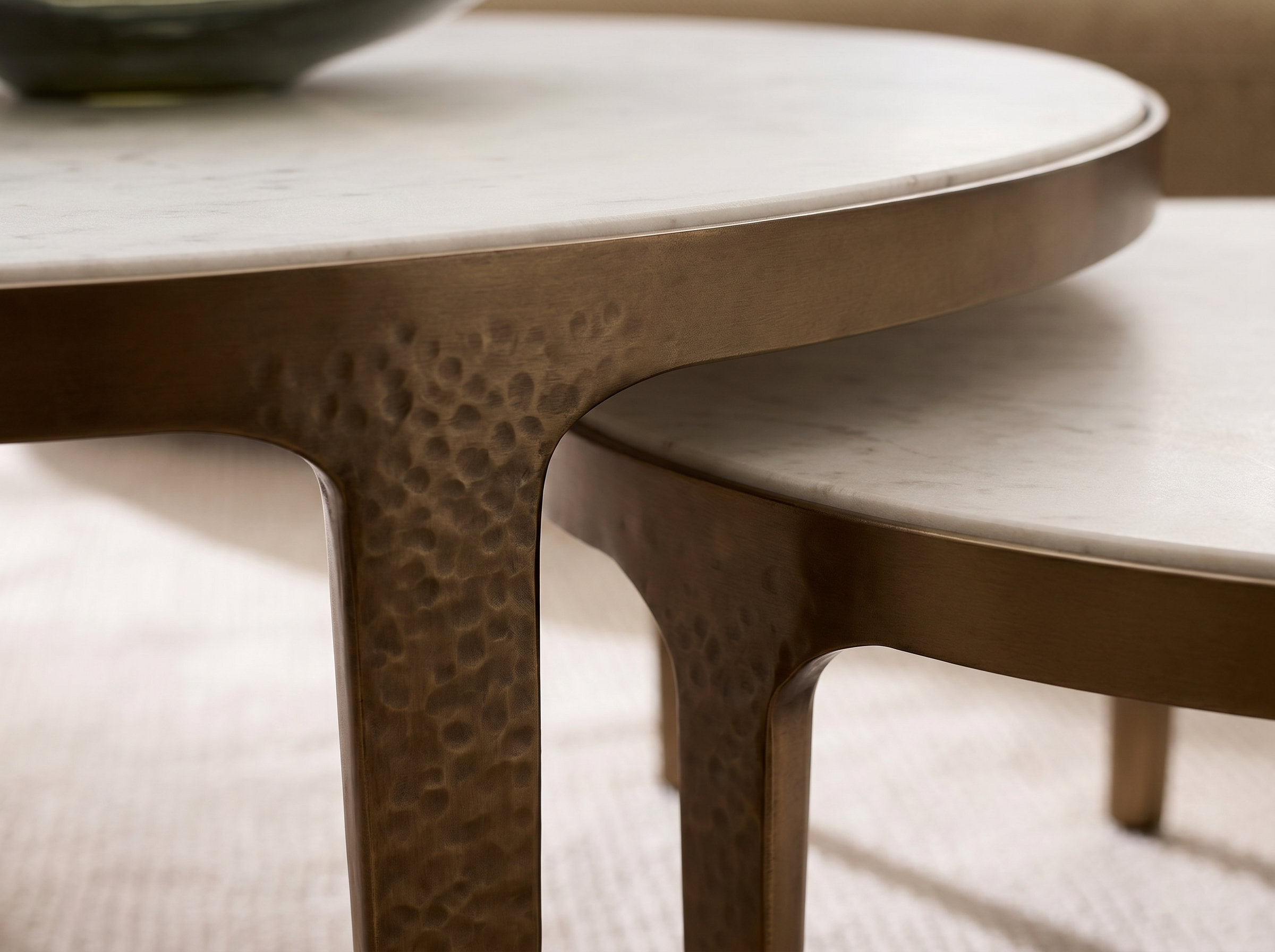 La Jolla Nesting Coffee Tables in Aged Bronze — Detail