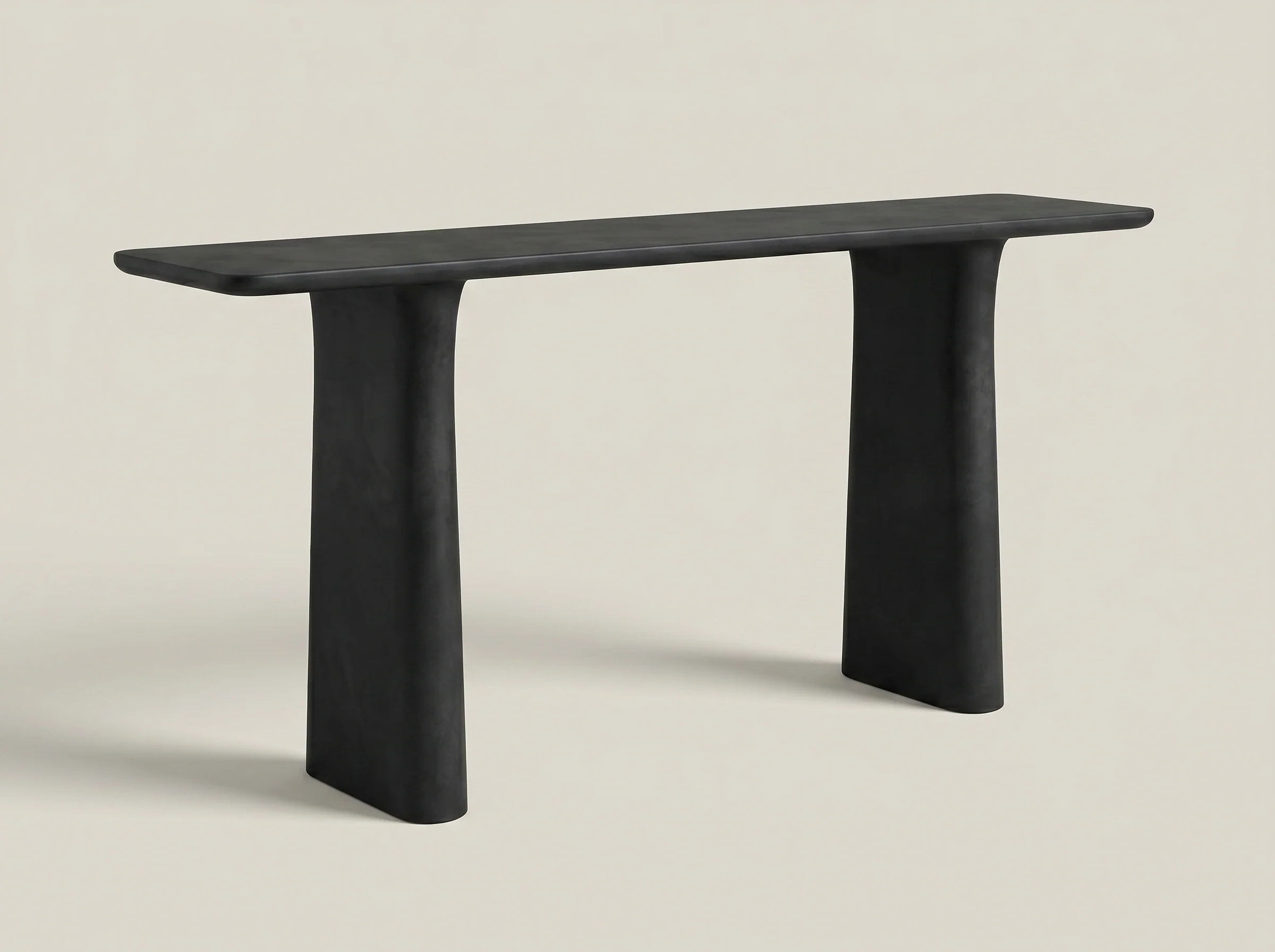 Solana Concrete Console Table in Black Cement